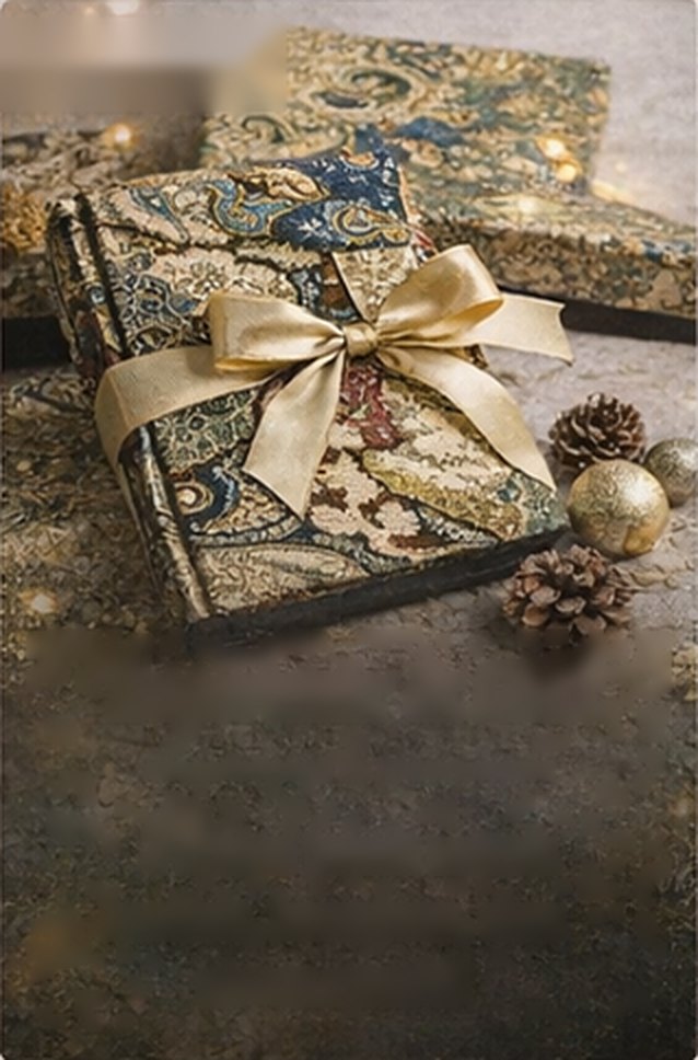 Souvenir dan gift batik dengan pita emas